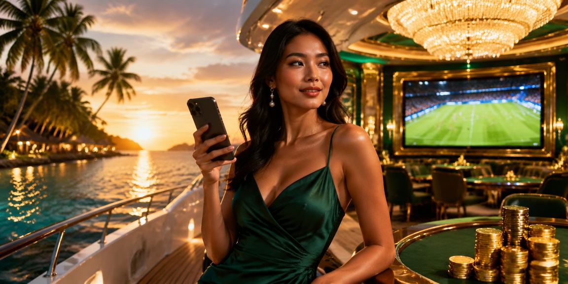 Model perempuan merayakan kemenangan bonus VIP di platform hiburan online Vietnam