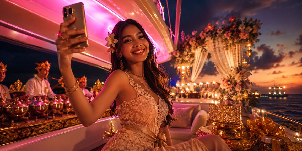 Suasana pasar malam modern dengan tampilan bonus VIP yang mewah dan penuh cahaya