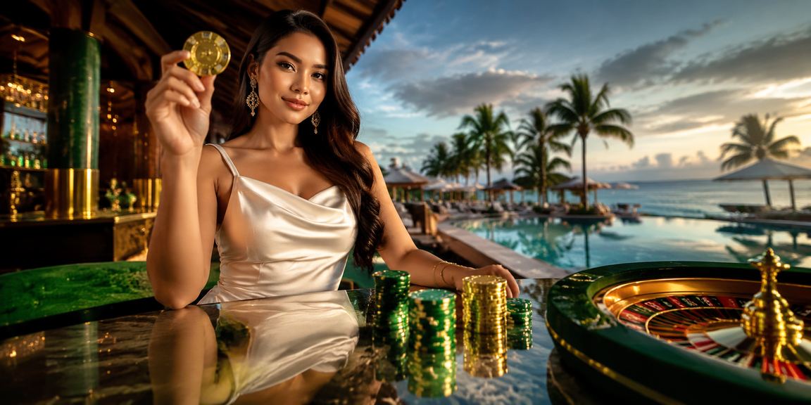 Suasana pantai ceria dengan promosi undian berhadiah dan jackpot untuk pemain baru